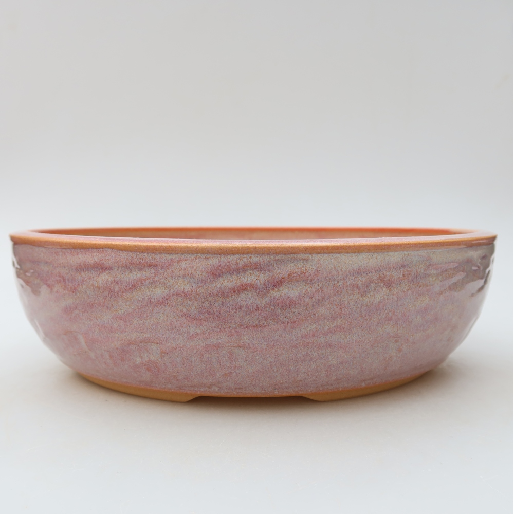 Vaso da bonsai in ceramica 26,5 x 26,5 x 7,5 cm, colore rosa
