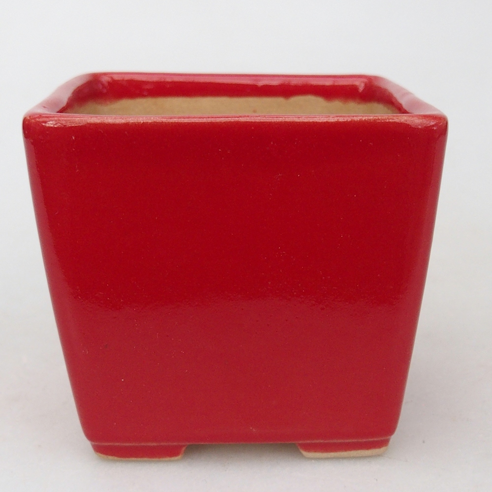 Ciotola per bonsai in ceramica 7,5 x 7,5 x 7 cm, colore rosso