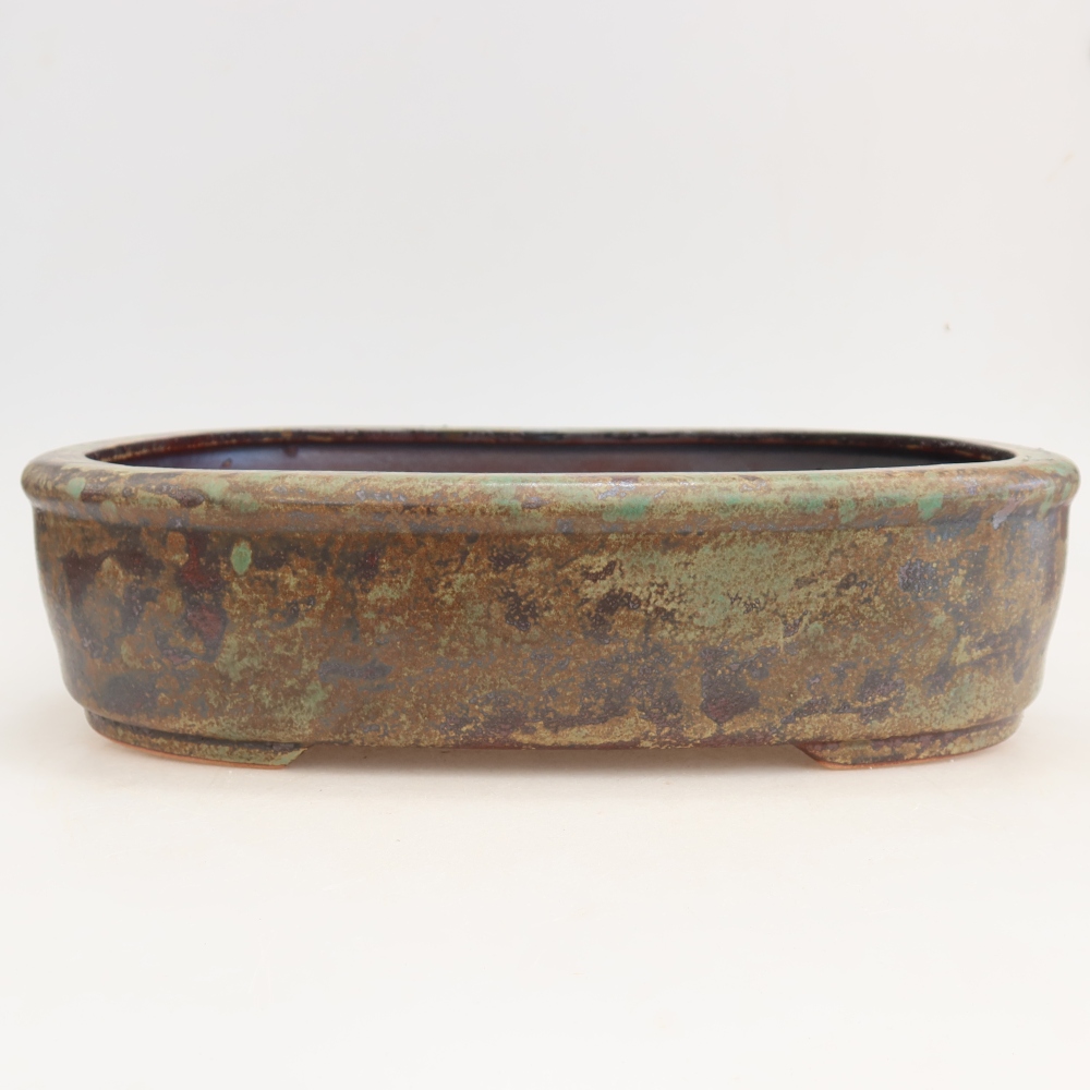 Vaso da bonsai in ceramica 31,5 x 24 x 8 cm, colore verde-marrone