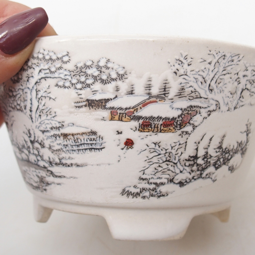 Ciotola per bonsai in ceramica 12 x 12 x 6,5 cm, colore bianco