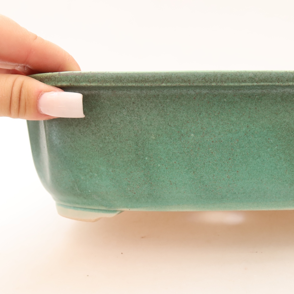 Vaso da bonsai in ceramica 24,5 x 21 x 7,5 cm, colore verde