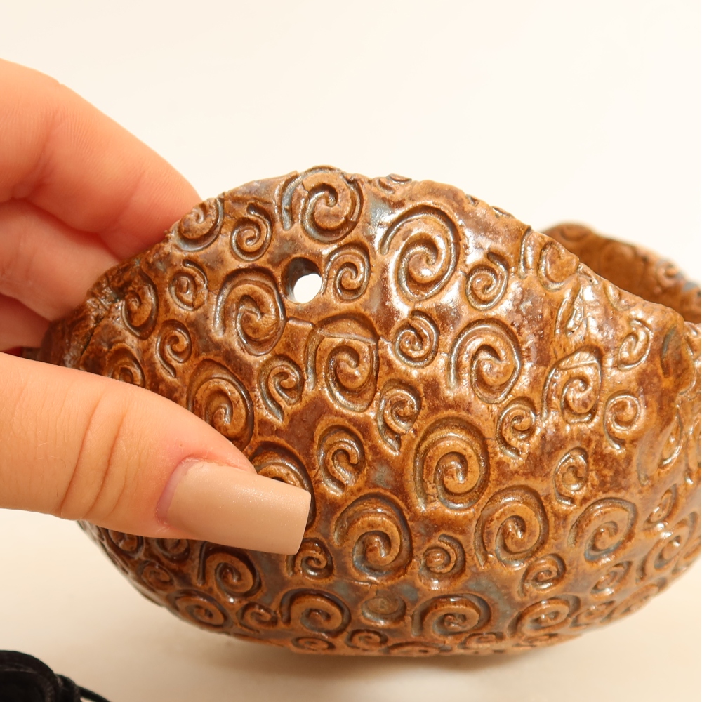 Contenitore in ceramica per Kokedama 13 x 13 x 8 cm, colore marrone