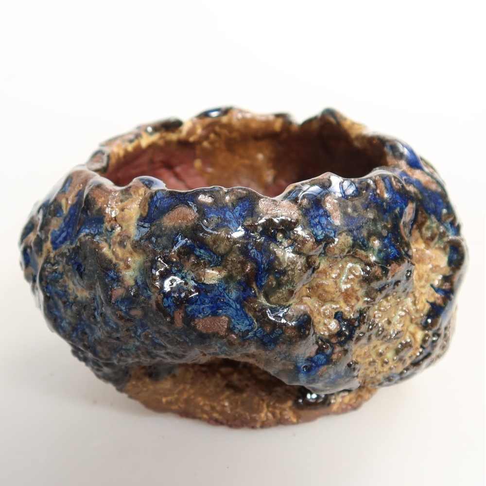 Guscio in ceramica  7,5 x 7 x 5,5 cm, colore blu-marrone