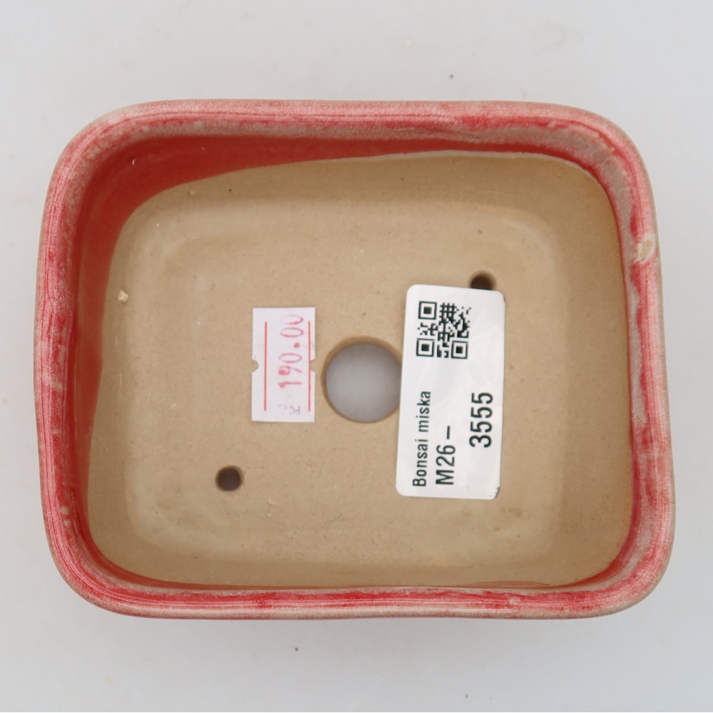 Vaso da bonsai in ceramica 10,5 x 8,5 x 4 cm, colore rosso