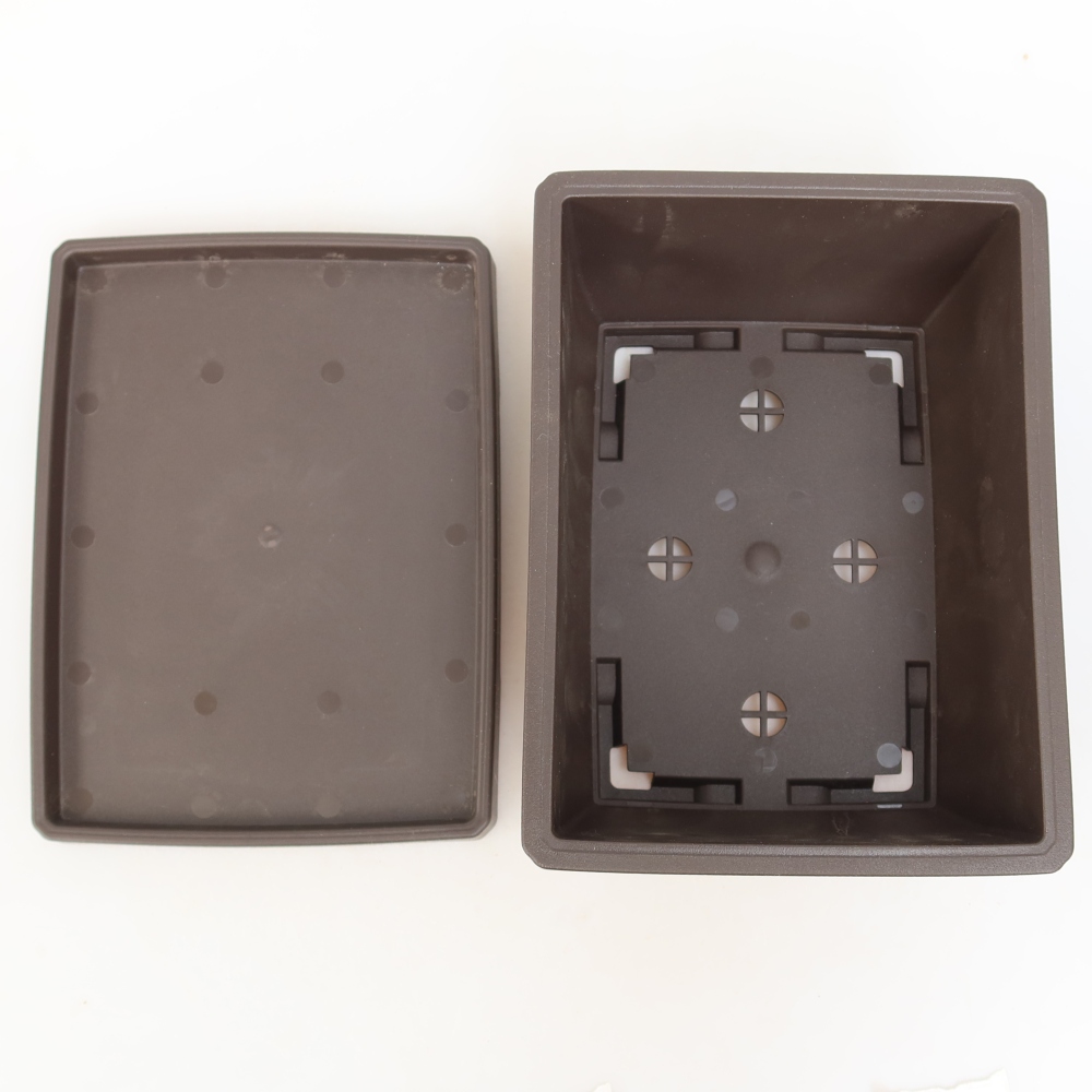 Vaso per bonsai + sottovaso in plastica MP-2 - 21,5 x 15,5 x 8 cm