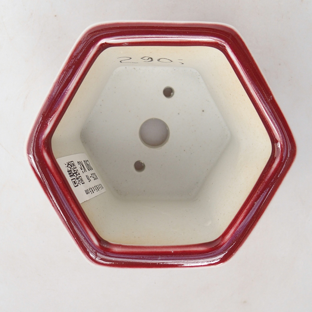 Ciotola bonsai in ceramica 10,5 x 9,5 x 8,5 cm, colore rosso