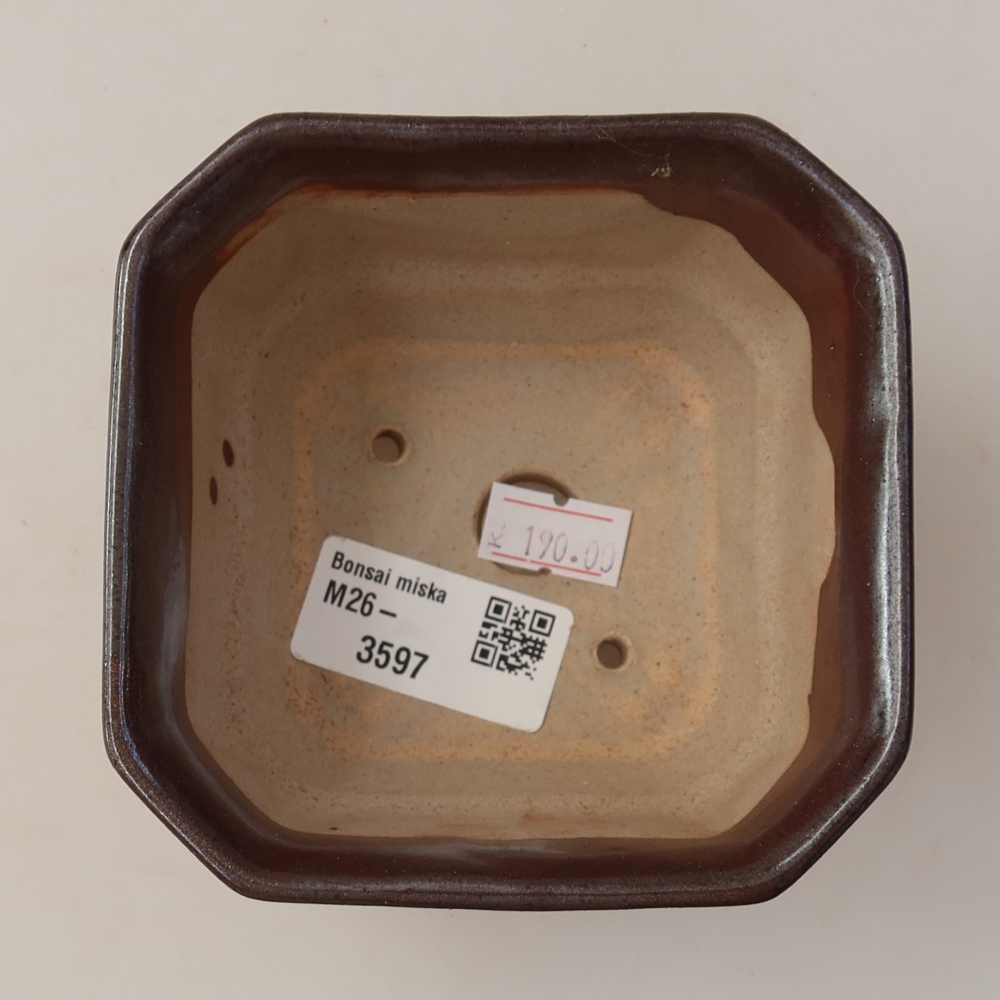 Vaso da bonsai in ceramica 10 x 10 x 6,5 cm, colore marrone