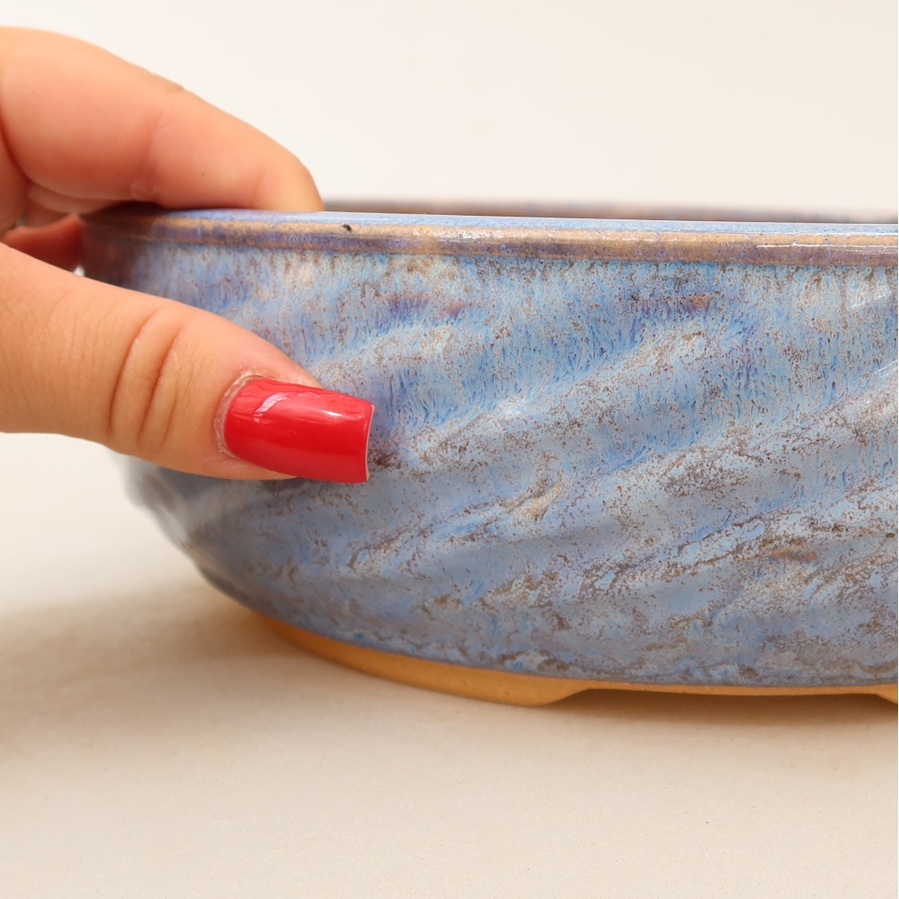 Vaso da bonsai in ceramica 22,5 x 22,5 x 7 cm, colore blu