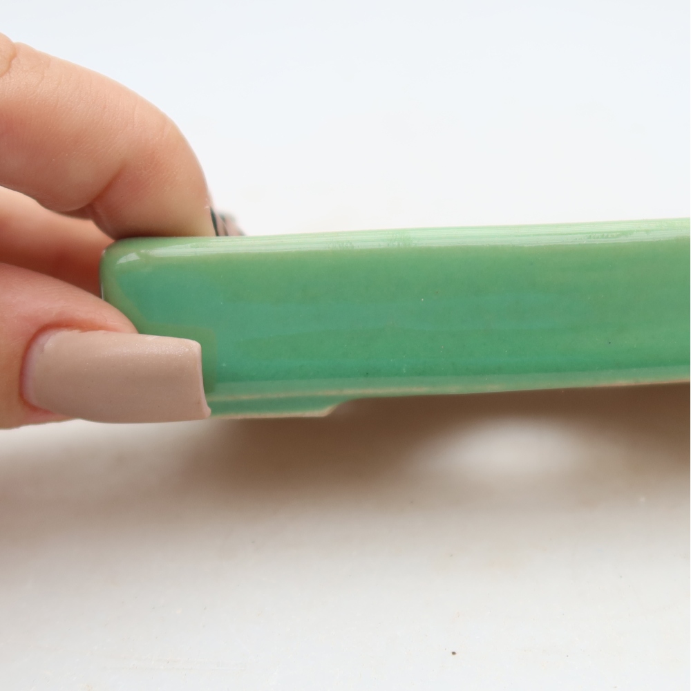 Vaso da bonsai in ceramica 10 x 7 x 2 cm, colore verde
