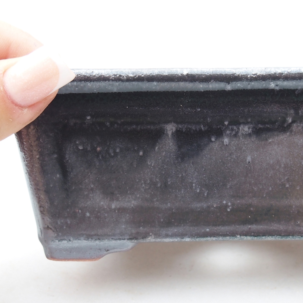 Ciotola bonsai in ceramica 13,5 x 10 x 5,5 cm, colore metallo