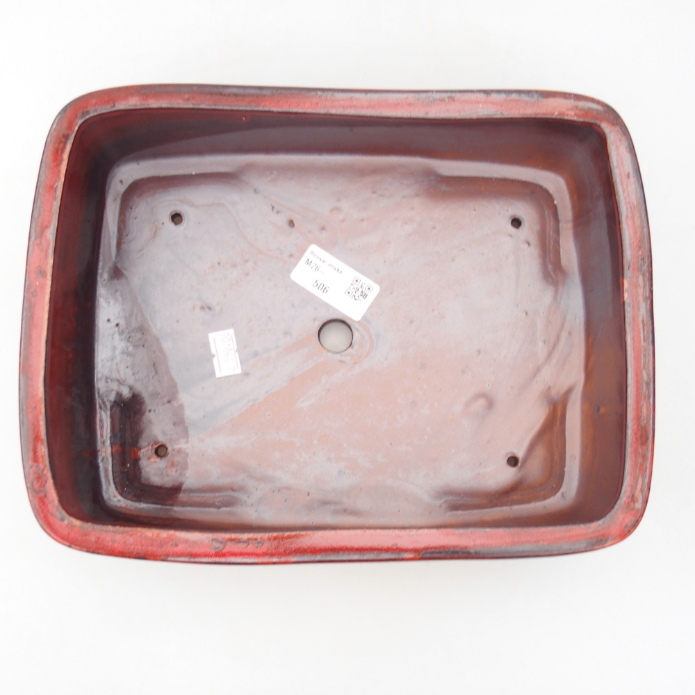 Ciotola per bonsai in ceramica 26,5 x 20 x 6,5 cm, colore rosso