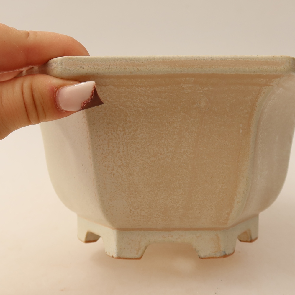 Vaso da bonsai in ceramica 18,5 x 16,5 x 9 cm, colore beige