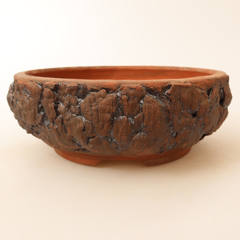 Vaso da bonsai in ceramica 17,5 x 17,5 x 6,5 cm, colore marrone