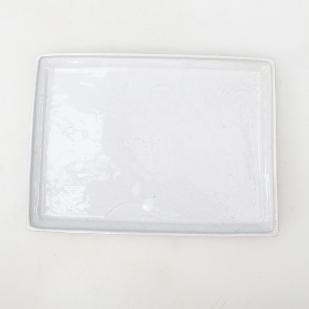 Sottovaso bonsai rettangolo 22,5 x 17 x 1,5 cm - bianco