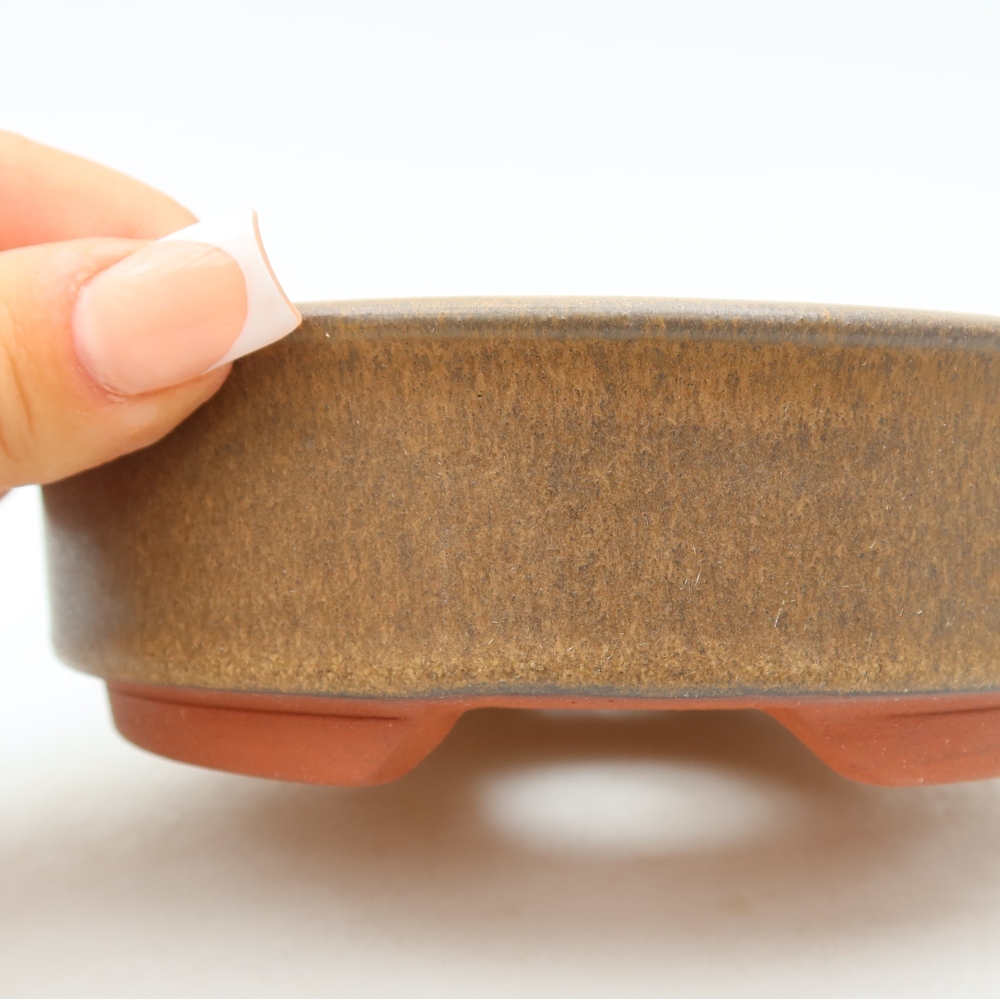 Vaso per bonsai in ceramica 14,5 x 14,5 x 4,5 cm, colore marrone