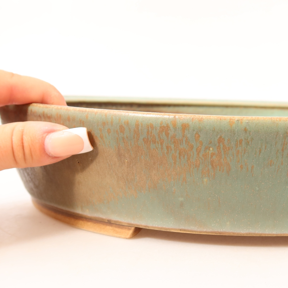 Ciotola per bonsai in ceramica 31,5 x 27,5 x 6 cm, verde