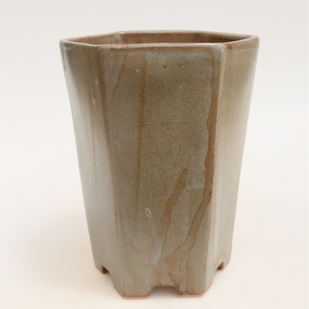 Vaso da bonsai in ceramica 13 x 12 x 17 cm, colore marrone-blu