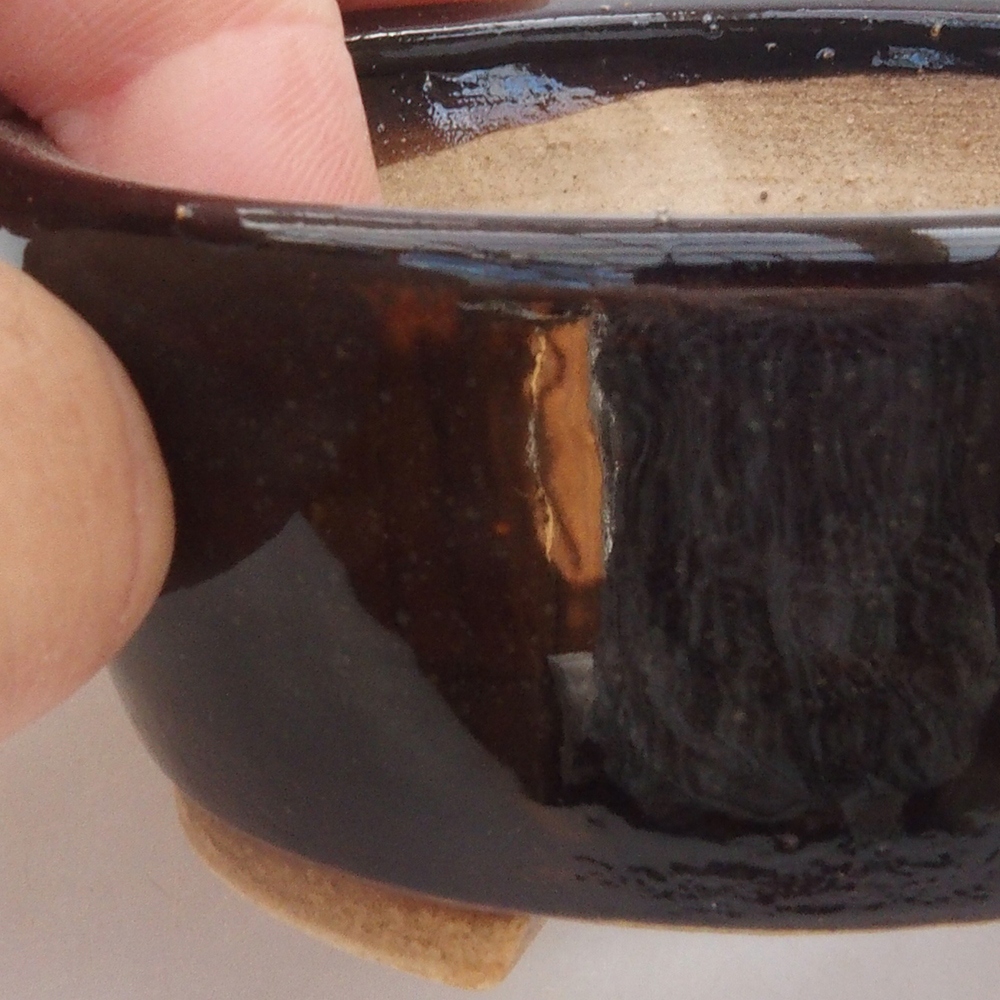 Ciotola per bonsai in ceramica 10 x 8,5 x 4 cm, marrone