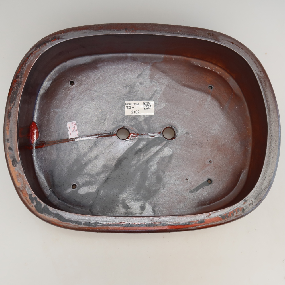 Vaso da bonsai in ceramica 31,5 x 24 x 8 cm, colore rosso metallizzato