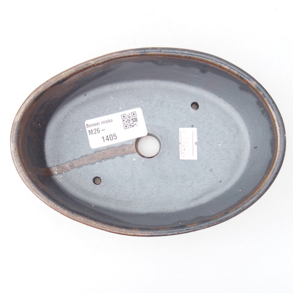 Ciotola per bonsai in ceramica 16,5 x 11,5 x 4,5 cm, marrone