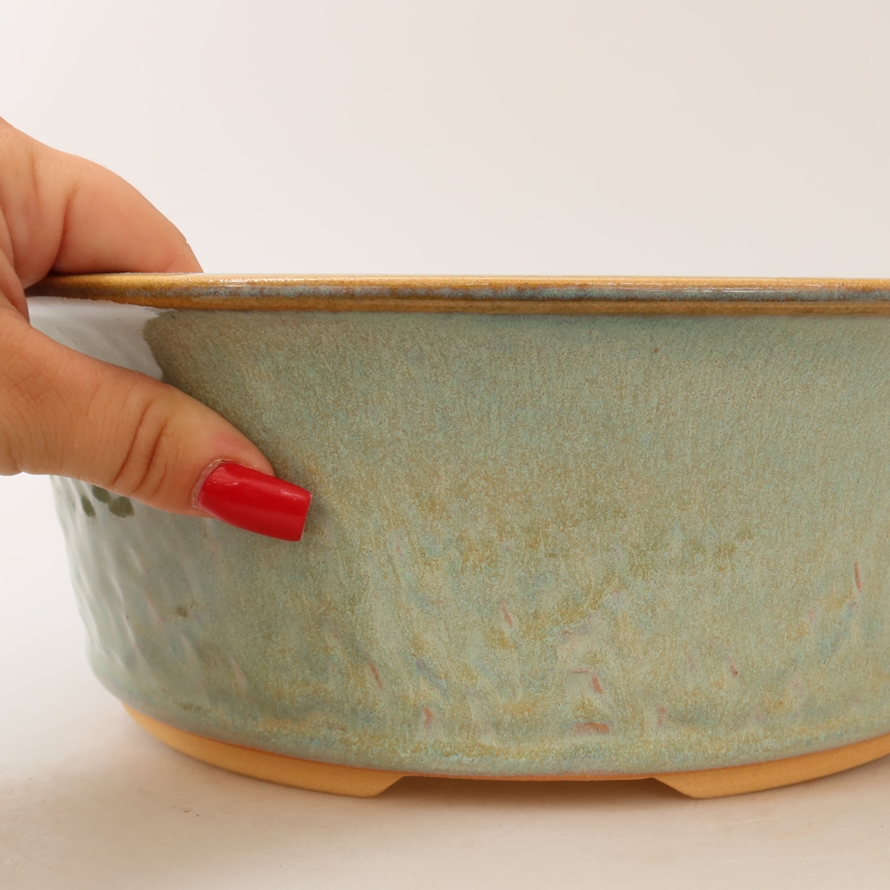 Vaso in ceramica per bonsai 29 x 29 x 9,5 cm, colore verde