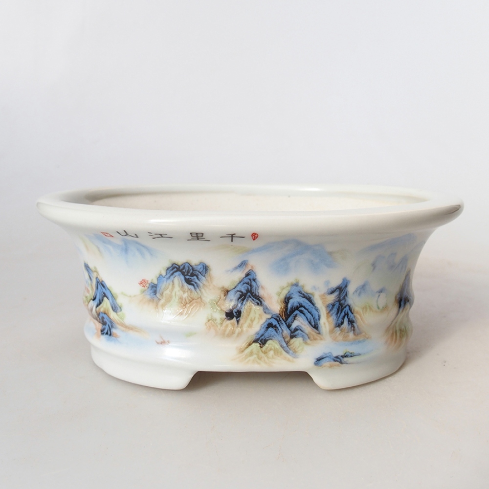 Ciotola per bonsai in ceramica 14,5 x 11 x 4,5 cm, colore bianco