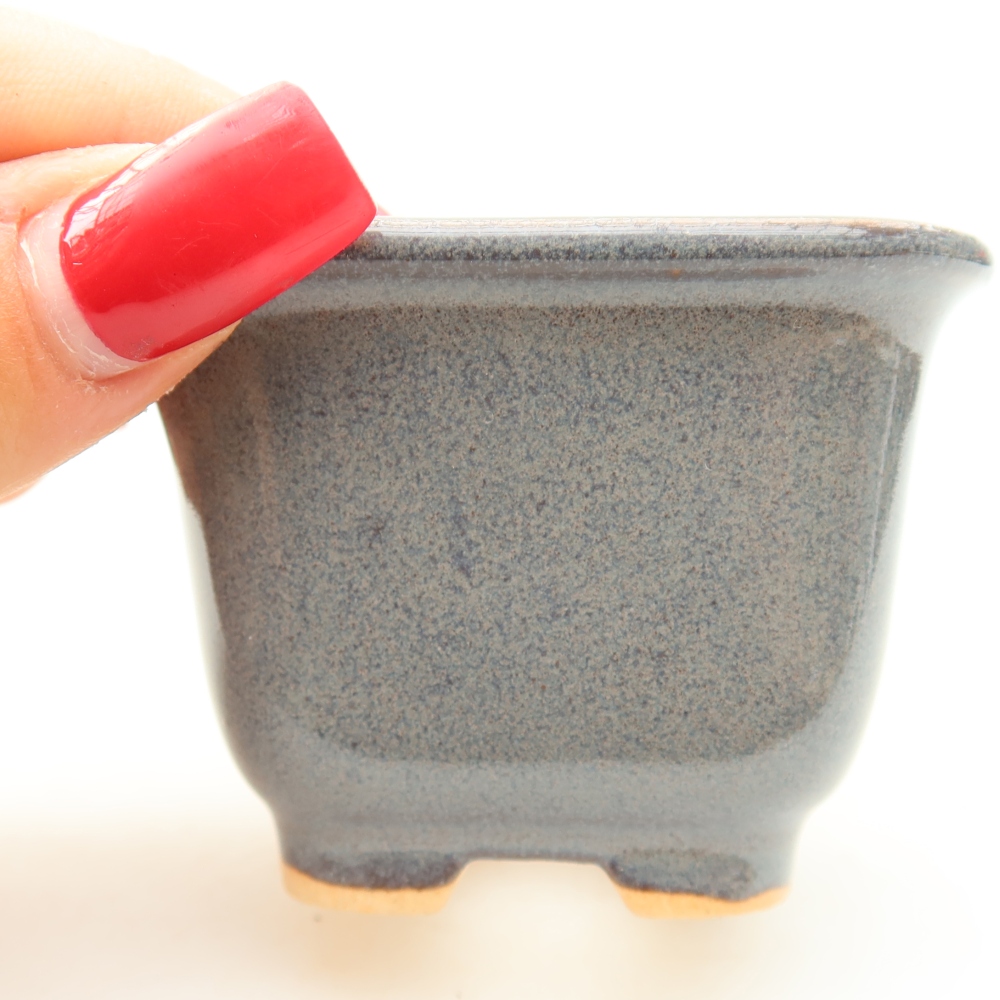 Vaso da bonsai in ceramica 6,5 x 6,5 x 5 cm, colore grigio