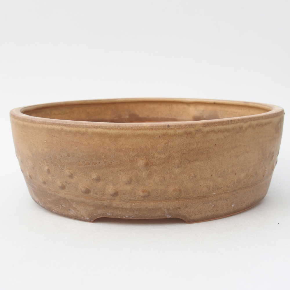 Ciotola per bonsai in ceramica 24,5 x 24,5 x 7 cm, colore beige