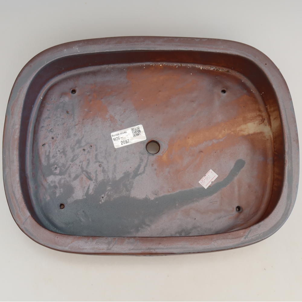 Ciotola bonsai in ceramica 32 x 24,5 x 6,5 cm, colore metallo