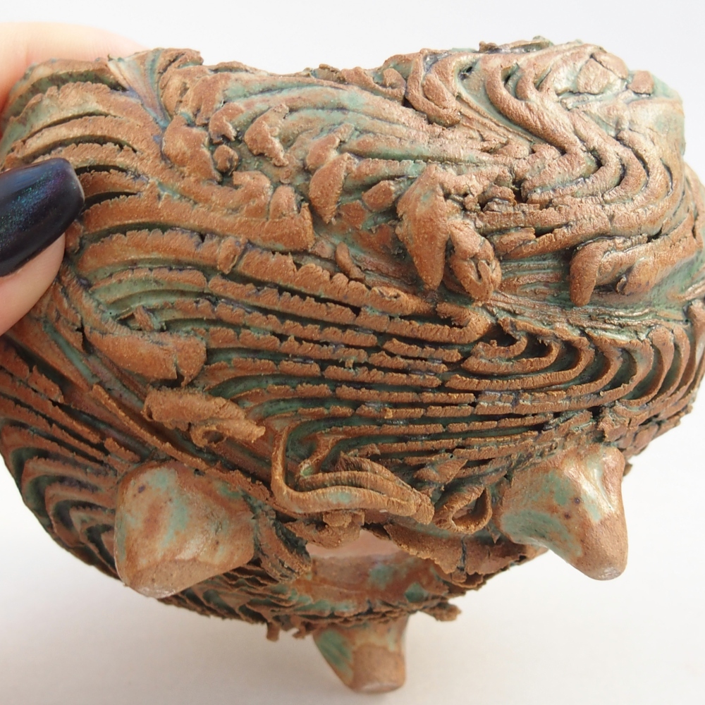 Conchiglia in ceramica 9,5 x 9 x 6,5 cm , colore marrone-verde