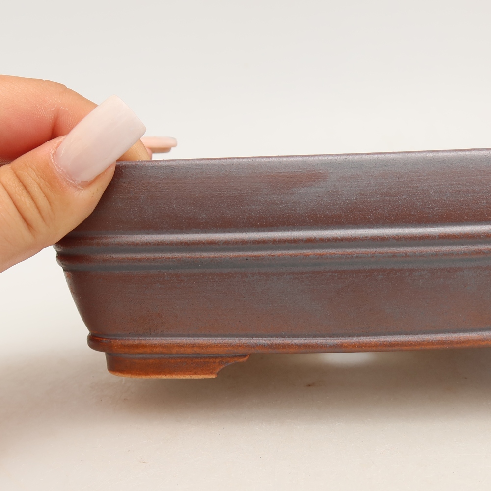 Vaso da bonsai in ceramica 17 x 12,5 x 5,5 cm, colore metallizzato