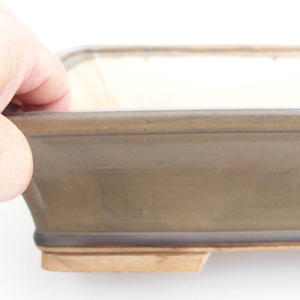 Ciotola per bonsai in ceramica 29,5 x 25 x 7,5 cm, marrone