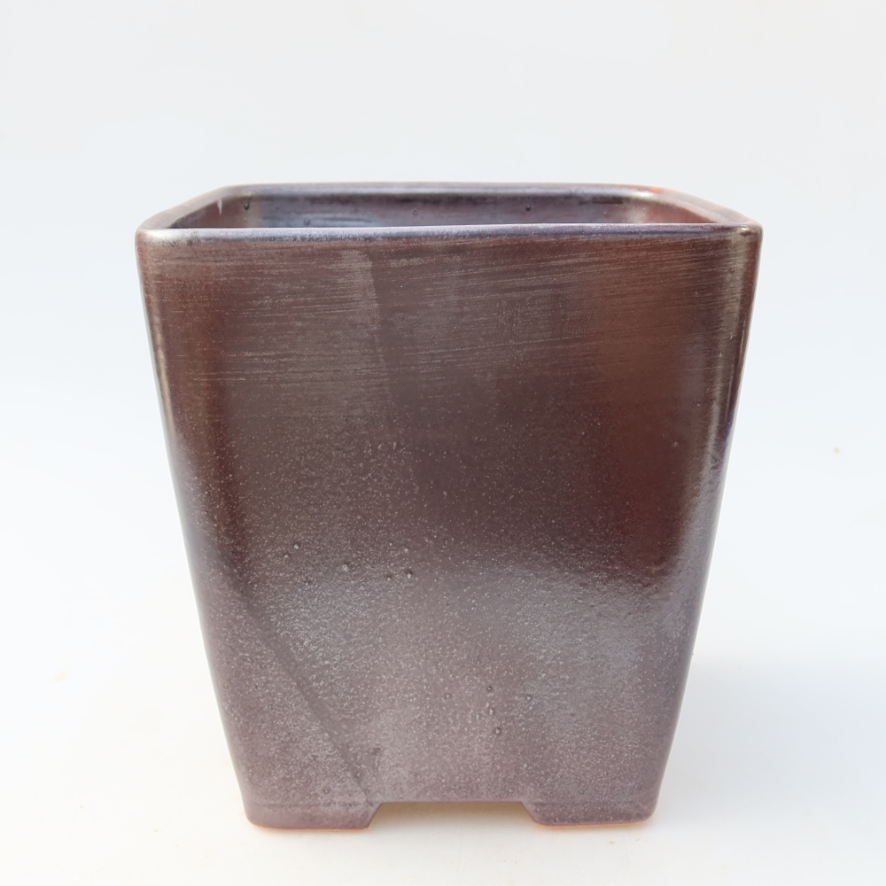 Ciotola bonsai in ceramica 13,5 x 13,5 x 15 cm, colore metallo