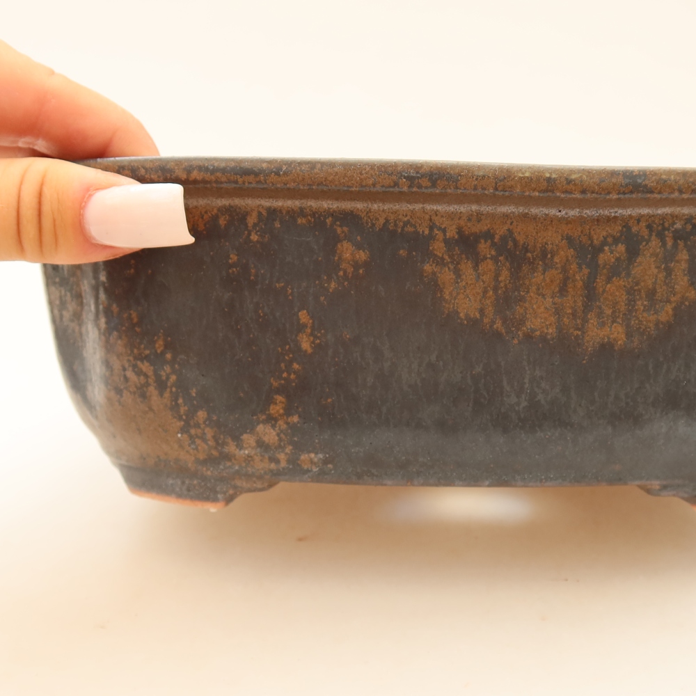 Vaso da bonsai in ceramica 22,5 x 17,5 x 7,5 cm, colore marrone