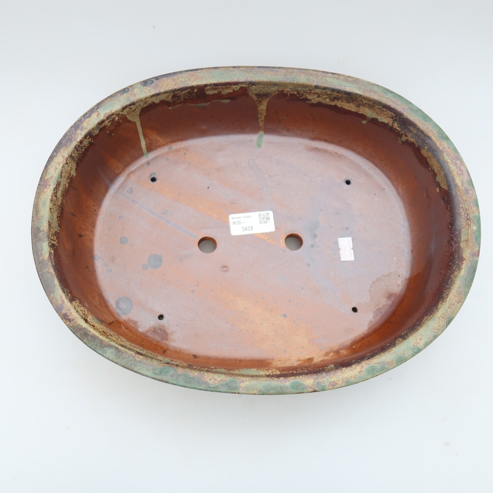 Vaso da bonsai in ceramica 36 x 28 x 8,5 cm, colore verde-marrone