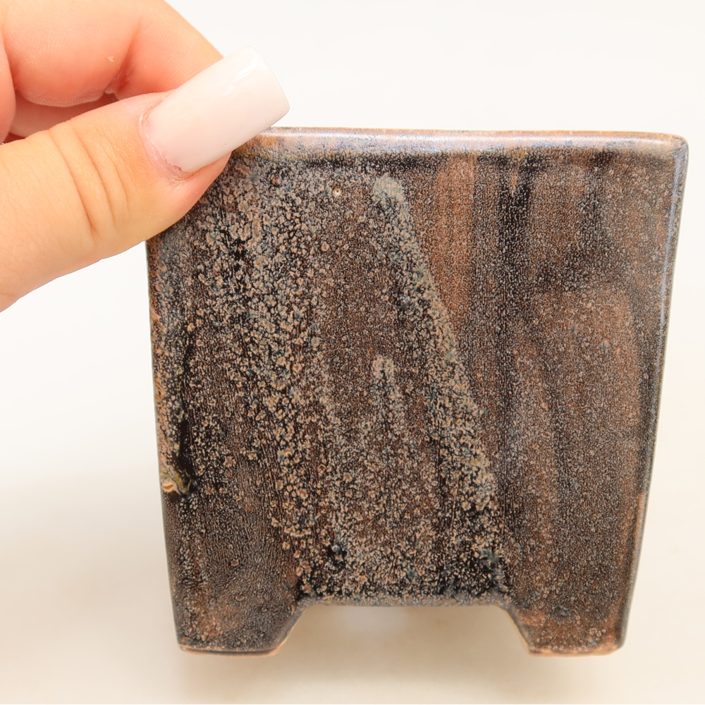 Vaso da bonsai in ceramica 8,5 x 8,5 x 9 cm, colore marrone