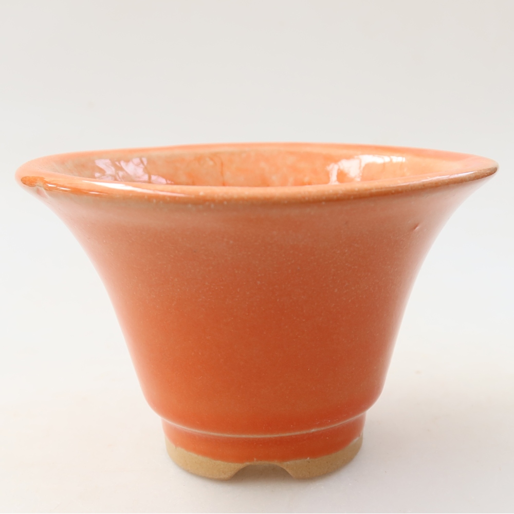 Vaso da bonsai in ceramica 10,5 x 10,5 x 7 cm, colore arancione