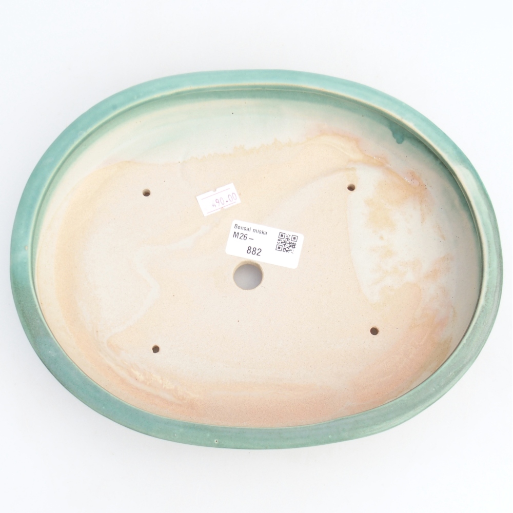 Ciotola per bonsai in ceramica 24,5 x 20 x 4 cm, verde