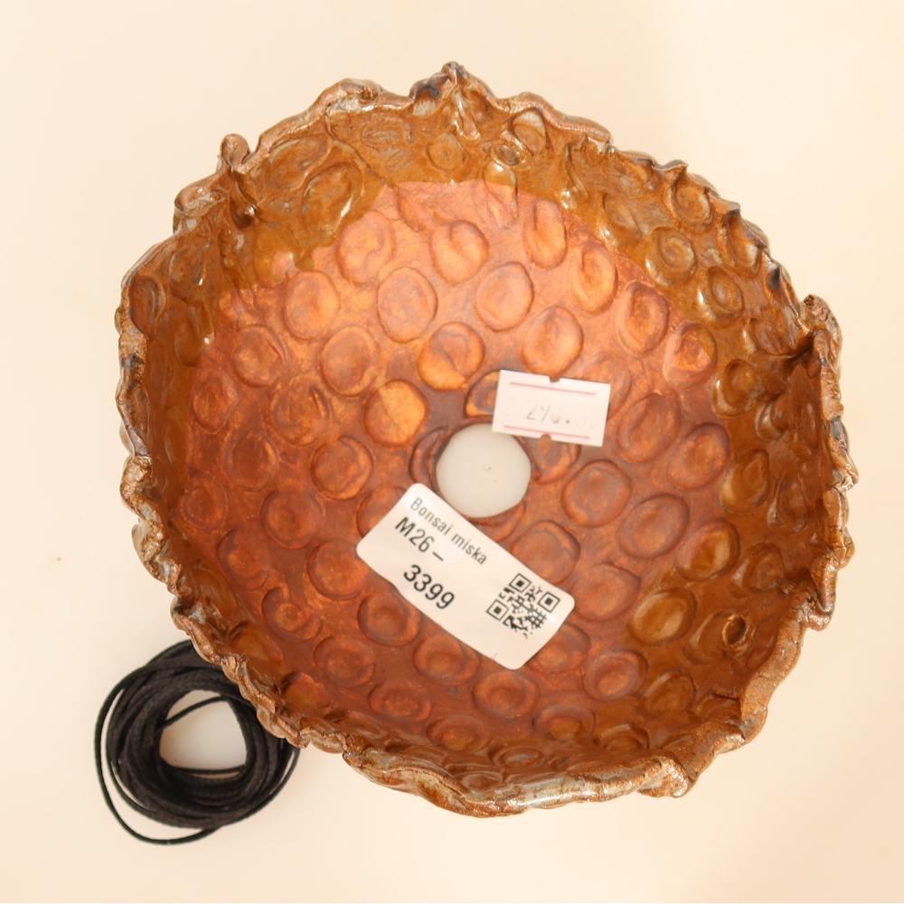 Conchiglia in ceramica per Kokedama 12,5 x 11,5 x 6 cm, colore marrone