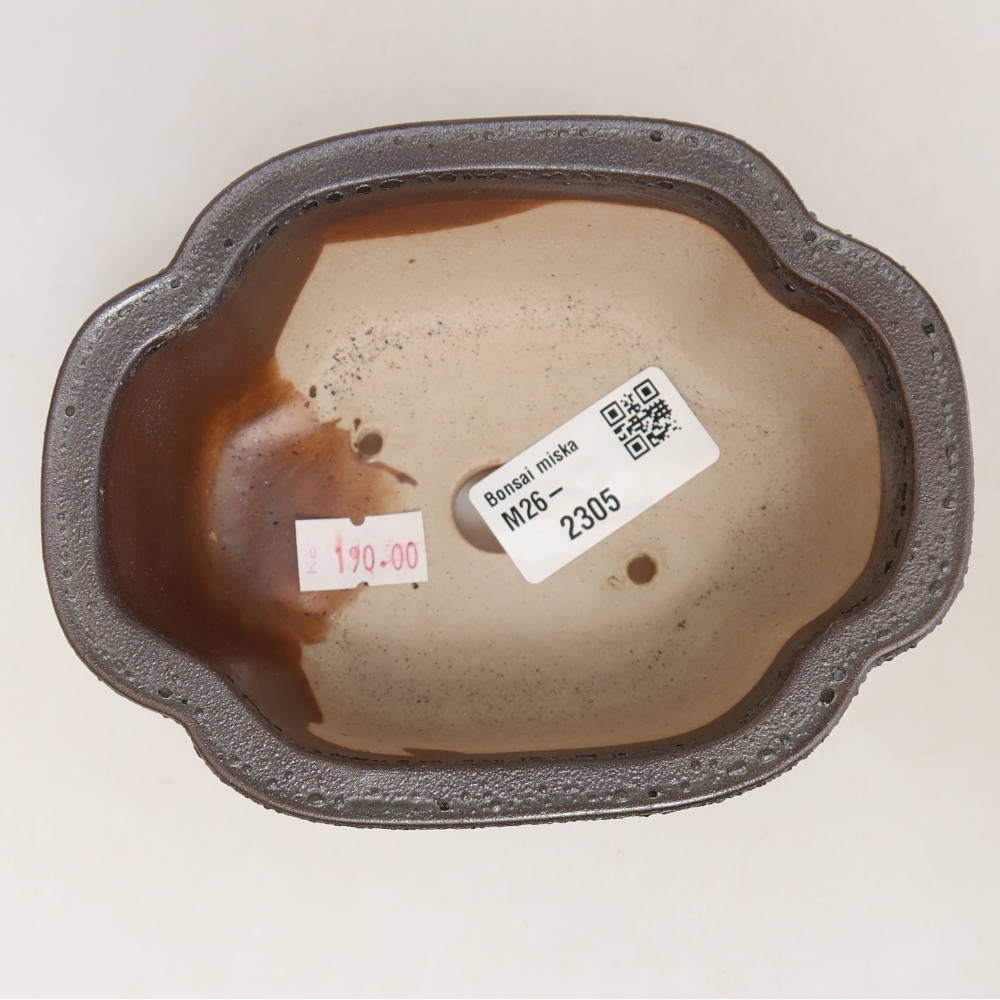 Vaso da bonsai in ceramica 13,5 x 10,5 x 5 cm, colore metallizzato