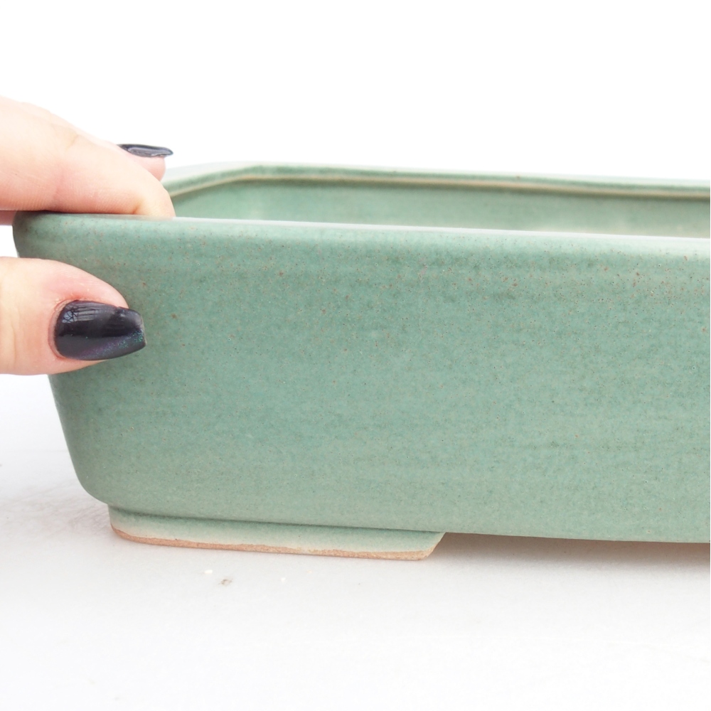 Ciotola per bonsai in ceramica 26,5 x 20,5 x 7 cm, verde