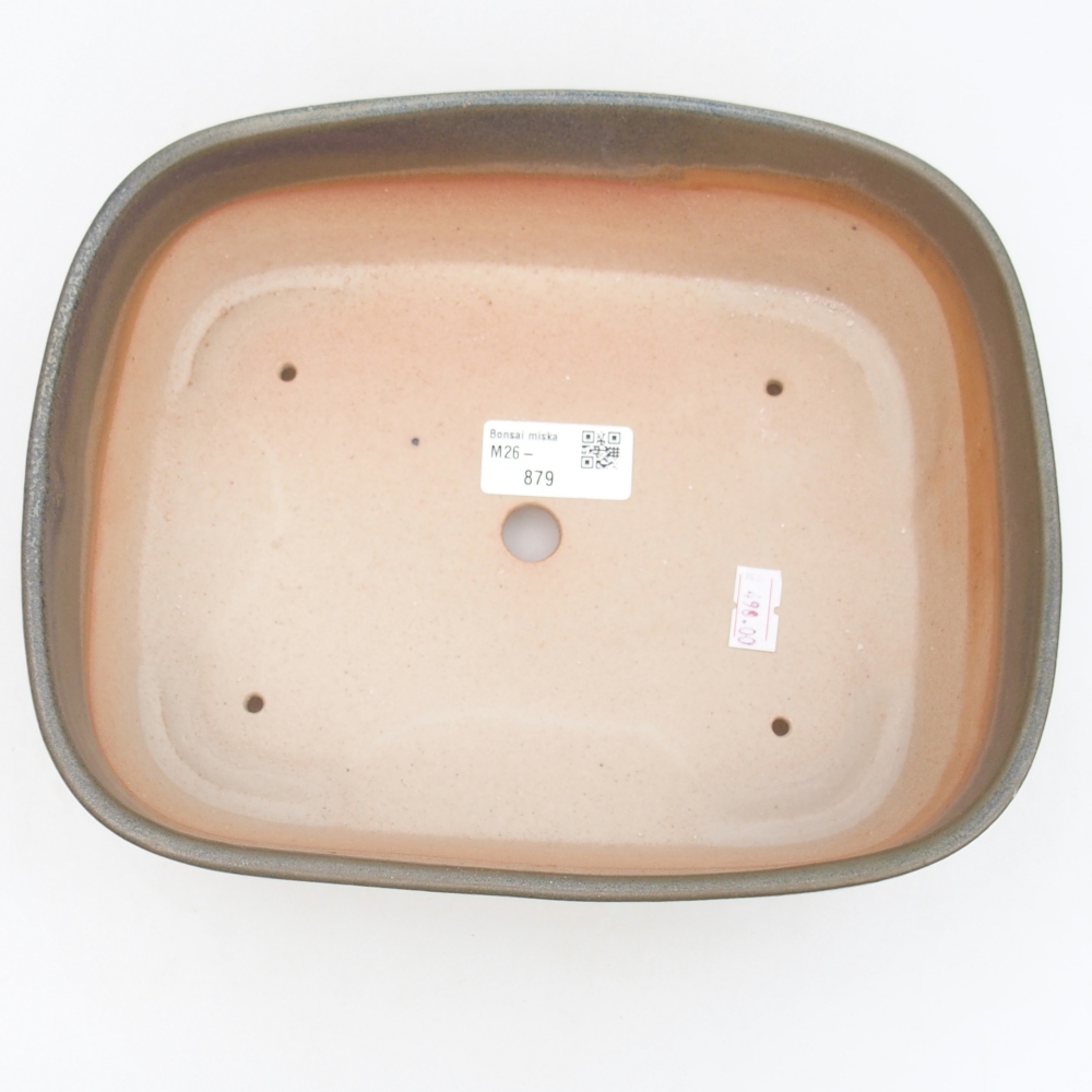 Ciotola bonsai in ceramica 23,5 x 19 x 7,5 cm, colore marrone-verde