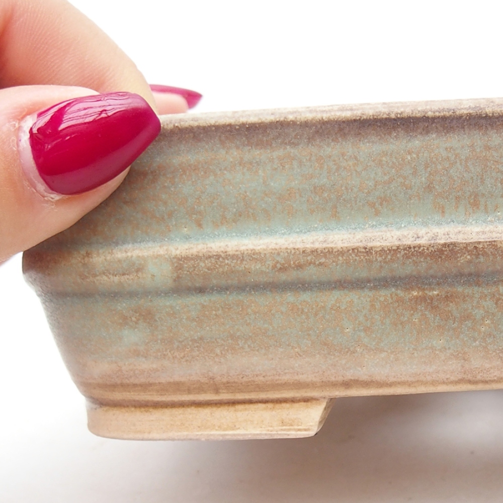 Ciotola per bonsai in ceramica 14,5 x 11,5 x 4 cm, verde