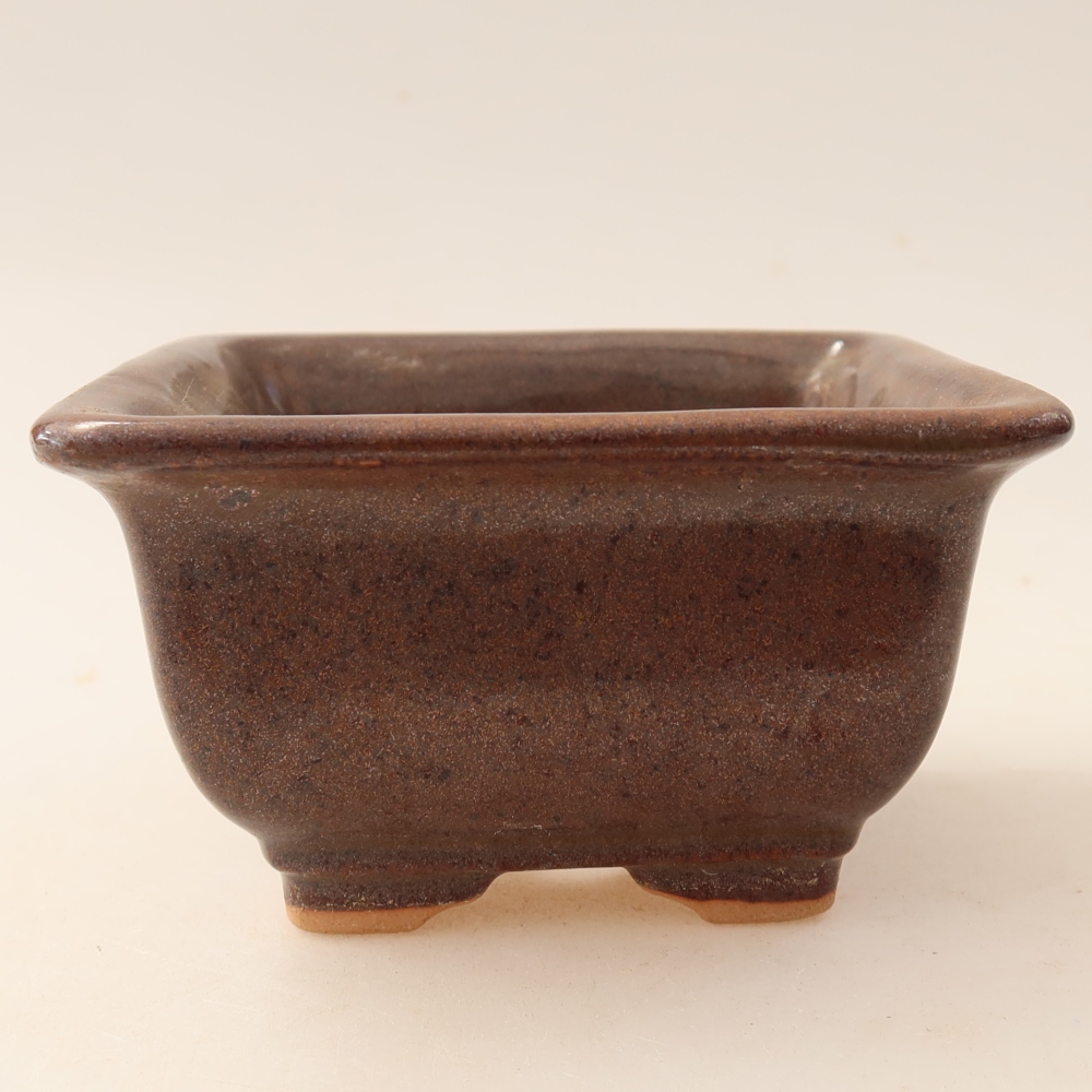 Vaso da bonsai in ceramica 9,5 x 9,5 x 5,5 cm, colore marrone