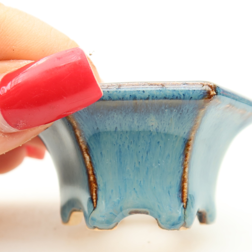 Vaso in ceramica per bonsai 5,5 x 5 x 3 cm, colore blu
