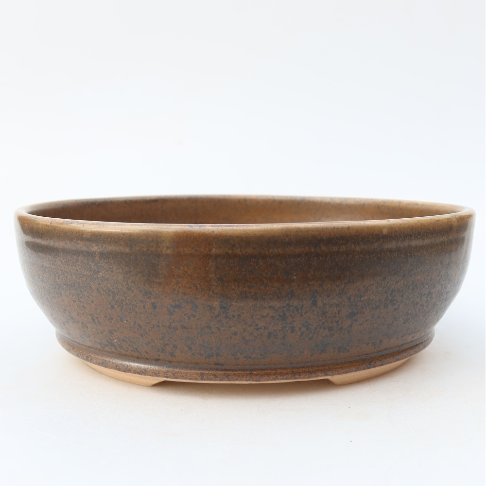 Vaso da bonsai in ceramica 19,5 x 19,5 x 6,5 cm, colore marrone