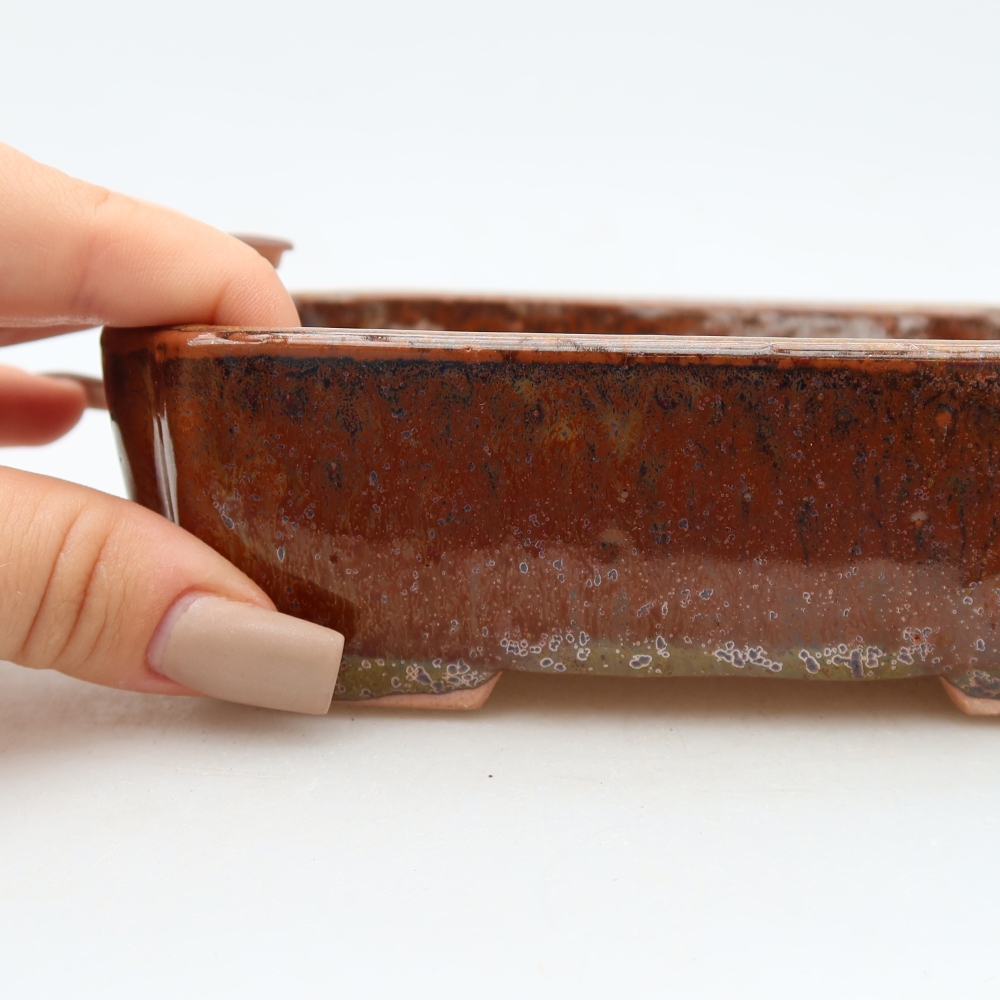 Ciotola per bonsai in ceramica 15 x 12,5 x 4,5 cm, marrone