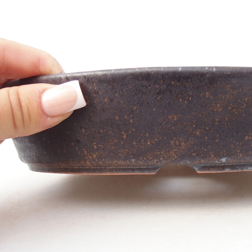 Ciotola per bonsai in ceramica 18,5 x 13,5 x 4,5 cm, marrone