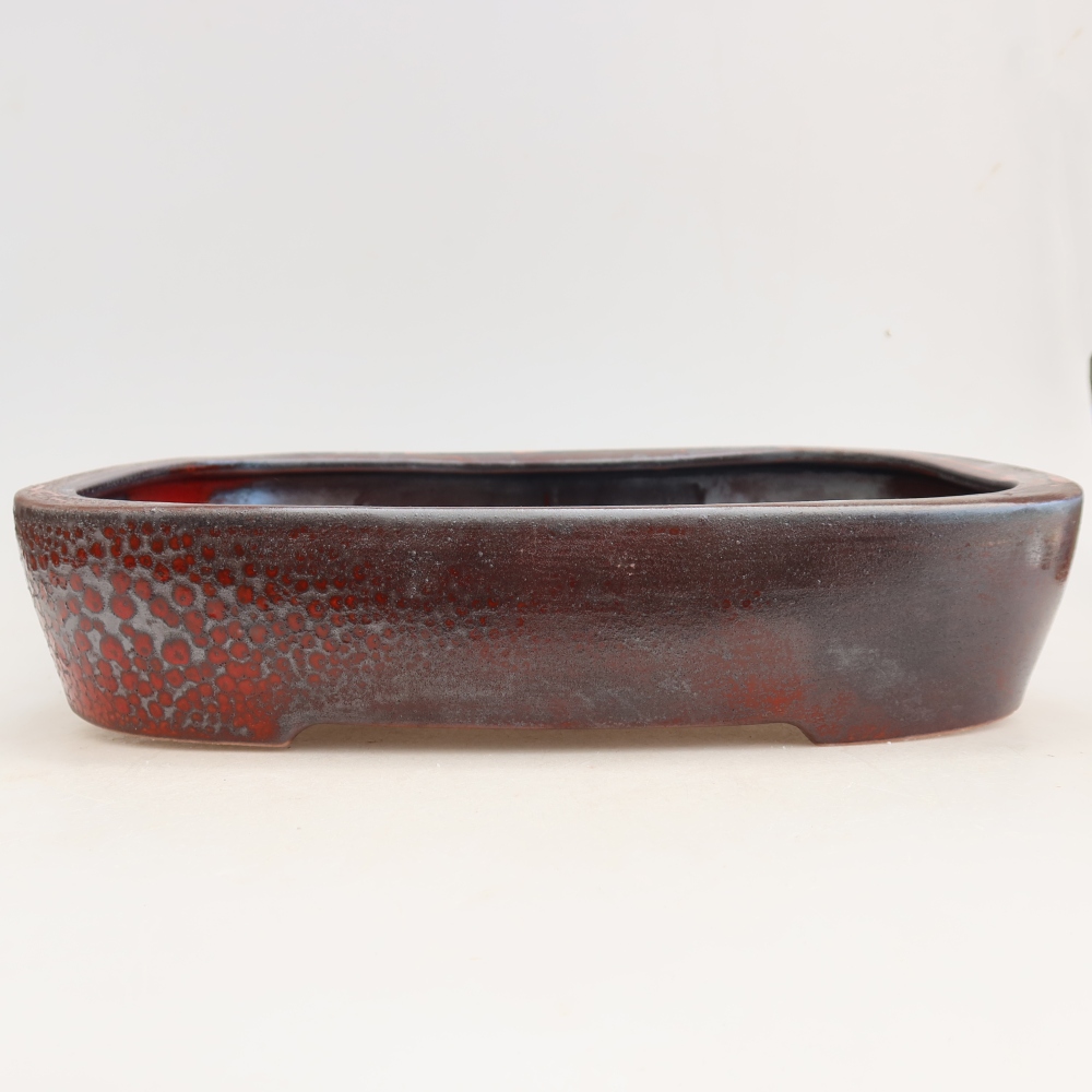 Vaso da bonsai in ceramica 32 x 24,5 x 6,5 cm, colore rosso metallizzato