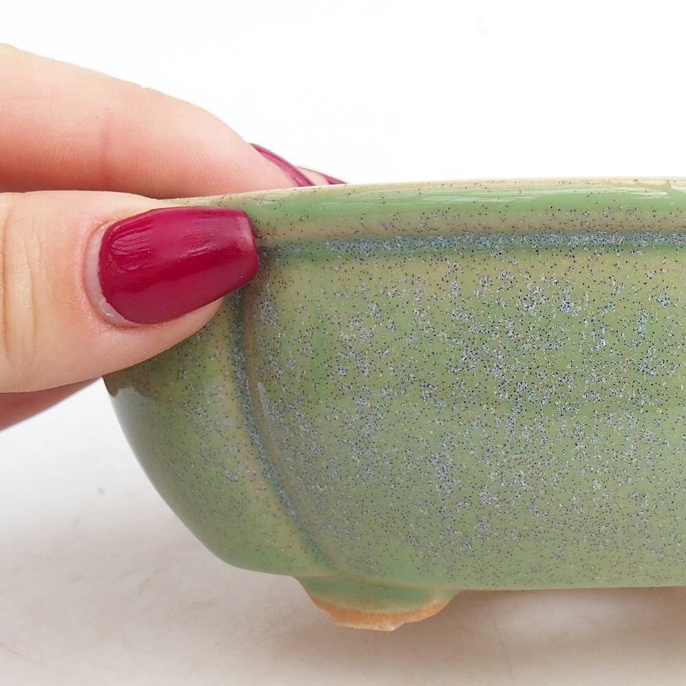 Ciotola per bonsai in ceramica 12,5 x 10,5 x 5 cm, verde